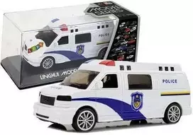 Policijos automobilis su garso ir šviesos efektais, baltas