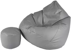 Sėdmaišis su pufu Mega Comfort XXL, dirbtinė oda, pilkas