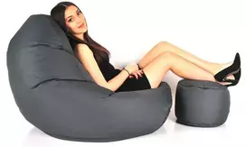 Sėdmaišis su pufu Mega Comfort XXL, kodura, grafito spalvos