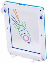 Šviečianti lenta su 3D akiniais ir rašikliais, mėlyna