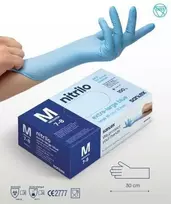 Santex Extra Long 30cm prailgintos nitrilo pirštinės, mėlynos, 6.5g (100vnt.) - L