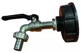 Metalinis IBC ventilis 60 mm su pajungimu laistymo žarnai ½" (juoda rankena)