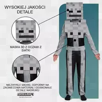 Minecraft karnavalinis kostiumas berniukui Skeleton Baltas Skeleton kostiumo maskuoklis 110-122 cm (4-6 metai)