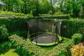 Įleidžiamas batutas EXIT Silhouette ø427 cm su apsauginiu tinklu, žalias