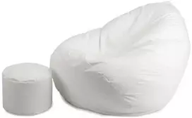 Sėdmaišis su pufu Mega Comfort XXL, dirbtinė oda, baltas