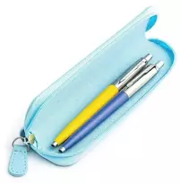 Parker Jotter Originals Geltona ir Mėlyna Tušinukų dovanų rinkinys su mėlynu dėklu