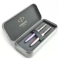 Parker Jotter Originals Lilac ir Rožinė Tušinukų dovanų rinkinys su metaliniu dėklu