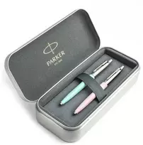 Parker Jotter Originals Rožinė ir Mint Tušinukų dovanų rinkinys su metaliniu dėklu