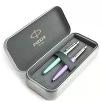 Parker Jotter Originals Mint ir Lilac Tušinukų dovanų rinkinys su metaliniu dėklu