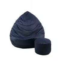 Sėdmaišis su pufu Mega Premium Cloud Velour XXL, 100x130 cm, juodas