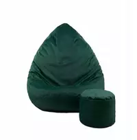 Sėdmaišis su pufu Mega Premium Cloud Velour XXL, 100x130 cm, tamsiai žalias
