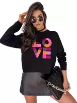 Moteriškas juodas oversize megztinis Love