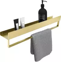 Vonios kambario lentynėlė su rankšluosčių kabykla Rea SF01, 60 cm, Gold brushed