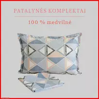 100 proc. medvilnės patalynės komplektas - Antklodės užvalkalas 140x200 cm. + 1 pagalvės užvalkalas 50x70 cm. be užtrauktuko.