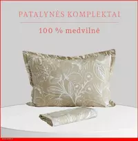 100 proc. medvilnės patalynės komplektas - Antklodės užvalkalas 220x200 cm. +2 pagalvės užvalkalai 50x70 cm. be užtrauktuko.