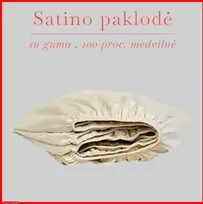 Satino paklodė su guma - 100x200+30cm.
