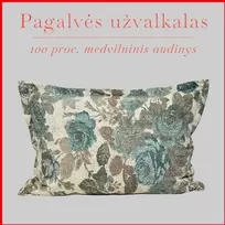 Glamžyto medvilninio audinio pagalvės užvalkalas - 50x70 cm. su užtrauktuku