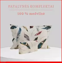 Medvilnės pagalvės užvalkalas - 50x70 cm. be užtrauktuko