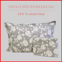 100 proc. medvilnės patalynės komplektas - Antklodės užvalkalas 220x200 cm. +2 pagalvės užvalkalai 50x70 cm. be užtrauktuko.