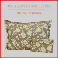 100 proc. medvilnės patalynės komplektas - Antklodės užvalkalas 220x200 cm. +2 pagalvės užvalkalai 50x70 cm. be užtrauktuko.