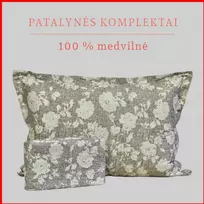 100 proc. medvilnės patalynės komplektas - Antklodės užvalkalas 220x200 cm. +2 pagalvės užvalkalai 50x70 cm. be užtrauktuko.