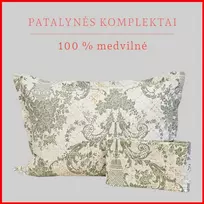 100 proc. medvilnės patalynės komplektas - Antklodės užvalkalas 200x200 cm. + 2 pagalvės užvalkalai 50x70 cm.