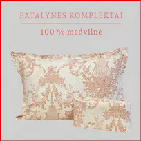 100 proc. medvilnės patalynės komplektas - Antklodės užvalkalas 220x200 cm. +2 pagalvės užvalkalai 50x70 cm. be užtrauktuko.