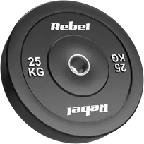 Olimpinis gumuotas svorio diskas BUMPER 25 kg, skylės skersmuo 51 mm, REBEL ACTIVE