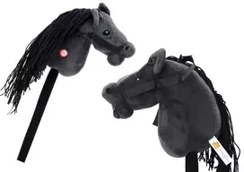 Pliušinė žirgo galva ant lazdos Hobby Horse su garsais, juodas