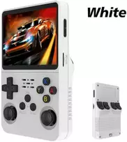 Atvirojo kodo R36S retro delninis vaizdo žaidimų konsolė „Linux“ sistemos 3,5 colio IPS ekranas, nešiojamasis kišeninis vaizdo grotuvas R35S 64GB žaidimai(Baltas)
