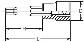 3/8" kvadratinė rankinė galvutė su šešiakampiu raktu, 5 x 100 mm, Koken [3010M-100 5]