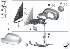 BMW X1 E84 Kairysis Išorinis Veidrodis Dangtelis Originalus 51162997537