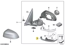 Dešinės Durų Veidrodis Žemutinė Dalis BMW X3 X4 X5 X6 X7 Originalus 51167468254