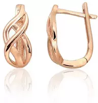 Auksiniai auskarai anglišku užsegimu, Raudonas Auksas, Be akmens - 1.87 g. - 14 mm.