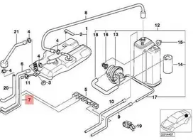 BMW išsiplėtimo bakelio/aktyviosios anglies talpyklos vamzdelis Originalus 16131183636