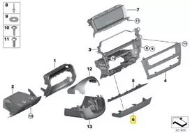 BMW F25 F26 X3 X3 X4 dangtelis Centrinės konsolės apatinė dalis Originalus 51459301724