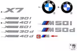 BMW X7 G07 M emblema originali 51148094000 8094000