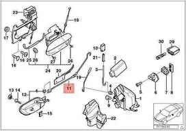 BMW E39 priekinių dešiniųjų durų rankenos Bowdeno trosas Originalus 51218211202