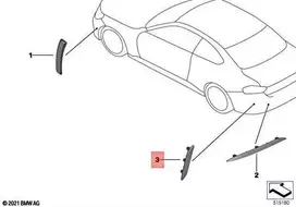 BMW G42 220d 220i 230i M240iX Galinis kairės pusės atšvaitas M originalus 63148078491