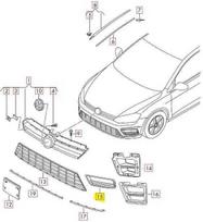 VAG NAUJOS ORIGINALIOS VW GOLF R-LINE MK7 13-16 APATINĖS KAIRĖS PUSĖS N/S GROTELĖS JUODOS SPALVOS 5G0853665G 041