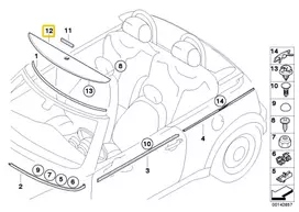 Bmw Mini Cabrio R52 R57 Vėjo Šiaudo Panelės Dangtis Originalus 51137200293