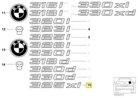 Bmw 325Xi Bagažo Dėžės Chromo Emblemė Originalus 51147032915