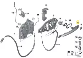 BMW Mini F56 F55 F54 F57 F60 Kairio Durų Rankena Originalus 51217434535