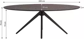 Homestyle4U Valgomojo stalas, 200x95x76 cm, rudas, juodas