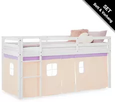 Homestyle4U Dviaukštė lova, 207.5x110x99.5 cm, balta, violetinė, oranžinė