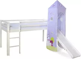 Homestyle4U Dviaukštė lova, 207.5x228x219.5 cm, balta
