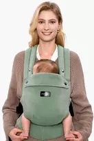 MOMCOZY ERGONOMINĖ KŪDIKIŲ NEŠIOKLĖ PUREHUG IŠ NATŪRALAUS LINO, SAGE Žalias