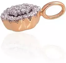 Auksinis pakabukas su brangakmeniais. Metalas: Raudonas Auksas. Praba: 585°. Akmuo: Briliantai - 11 mm. - 0.65 g. - Briliantai (0,085Ct)