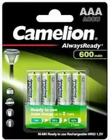Baterija - Camelion AlwaysReady AAA 1.2V Įkraunama 600mAh 4 vnt.