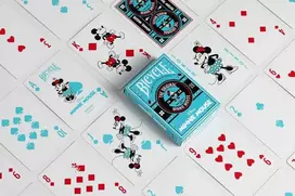Bicycle Kortų Žaidimas - Disney Klasikinės Minnie Pelės 52 Kortos ir 2 Džokeriai, Plastiku Padengtos, Šviesiai Mėlynos